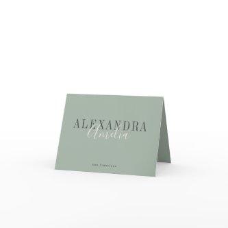 Minimalist Script Boho Sage Green Custom Business Thank You Card