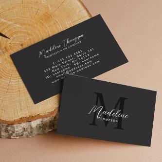 Minimalist Script Modern Black Monogram