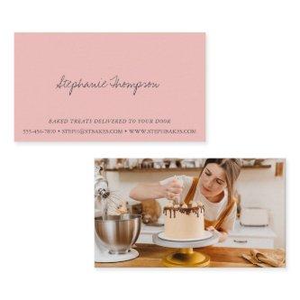 Minimalist Script Photo Blush Pink Bakery Pastry