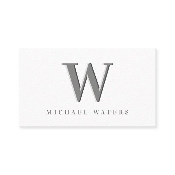 Minimalist Silver Monogram Logo Embossed Effect Bu