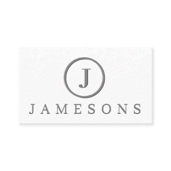 Minimalist Silver Monogram Logo Embossed Effect Bu