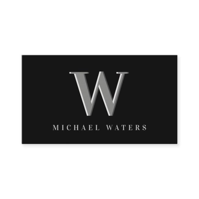 Minimalist Silver Monogram Logo Embossed Effect