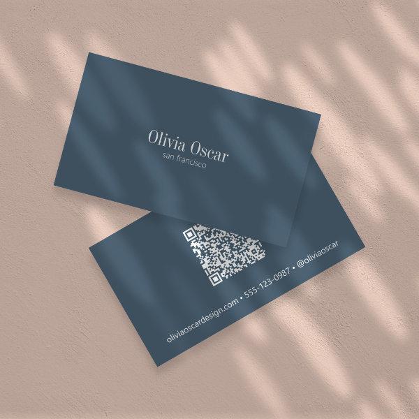 Minimalist Simple Dark Blue Clean Custom QR Code