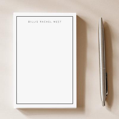 Minimalist Simple White Modern Border Monogram Post-it Notes