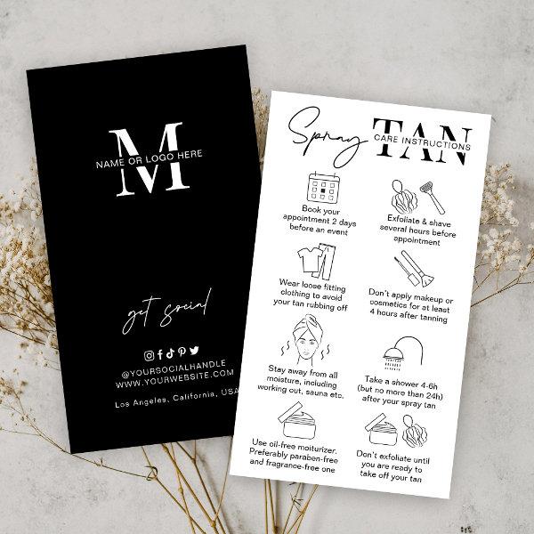 Minimalist Spray Tan Aftercare Guide Instructions