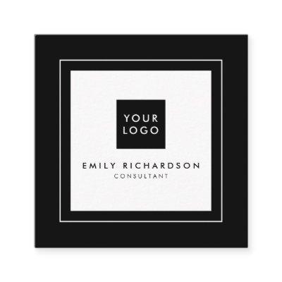 Minimalist stylish plain black white add your logo square