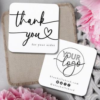 Minimalist Thank You Script Custom logo Heart  Square