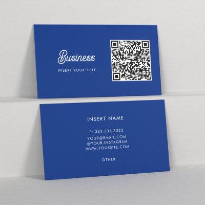 Minimalist Trendy Elegant QR Code Deep Blue