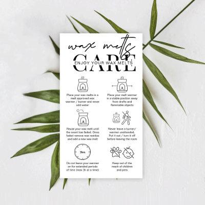 Minimalist Wax Melts Safety Instructions Cards