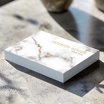 Minimalist White and Gold Marble