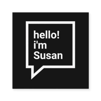 Minimalist white black bold hello speech bubble square