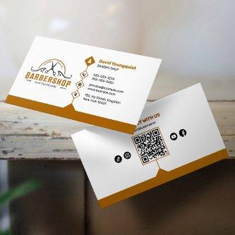 Minimalist White & Rusty Brown Barber Shop QR Code