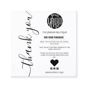 Minimalist White Signature Script Order Thank You Square