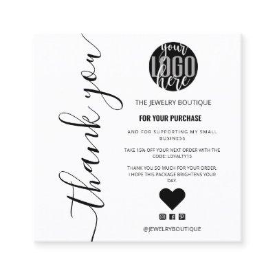 Minimalist White Signature Script Order Thank You Square