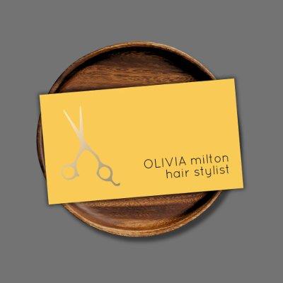 Minimalist Yellow Faux Gold Scissors Hair Stylist