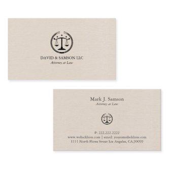 Minimalistic Black Justice Logo On Beige Linen