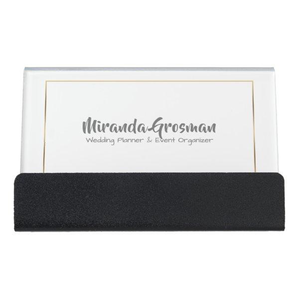 Minimalistic Gold Border Modern Custom Typography Desk  Holder