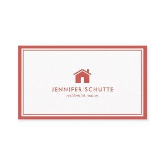 Minimalistic House Logo Red & White Plaid Realtor