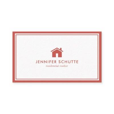Minimalistic House Logo Red & White Plaid Realtor