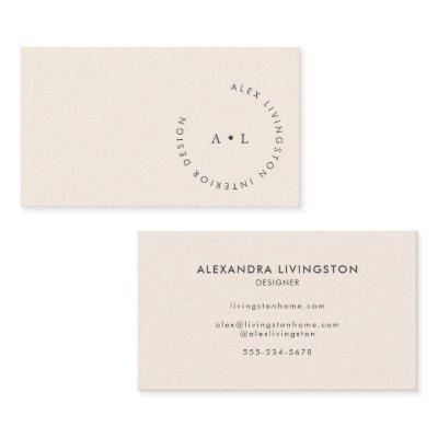 Minimalistic Modern Ivory Cream Circle Monogram