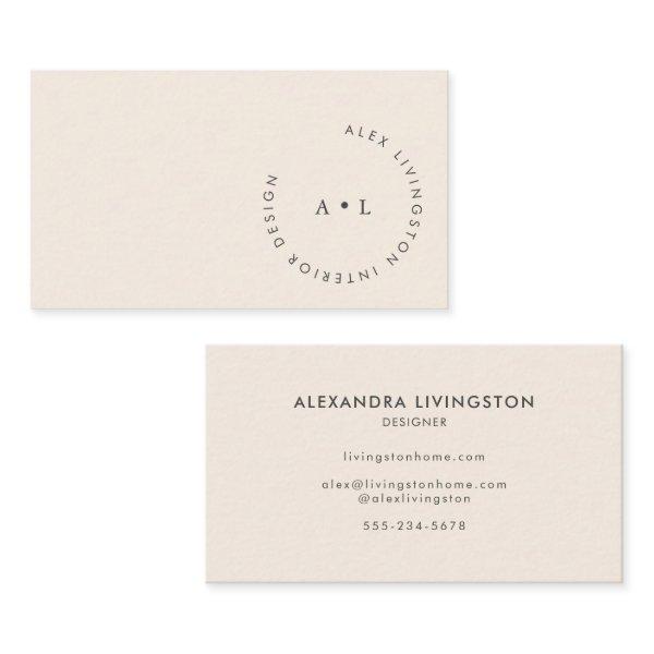 Minimalistic Modern Ivory Cream Circle Monogram