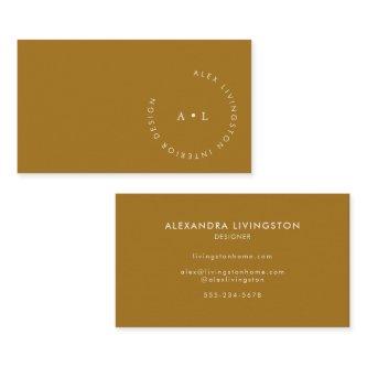 Minimalistic Modern Mustard Gold Circle Monogram