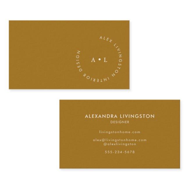 Minimalistic Modern Mustard Gold Circle Monogram