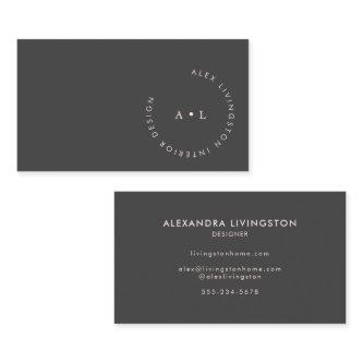 Minimalistic Modern Soft Black Circle Monogram
