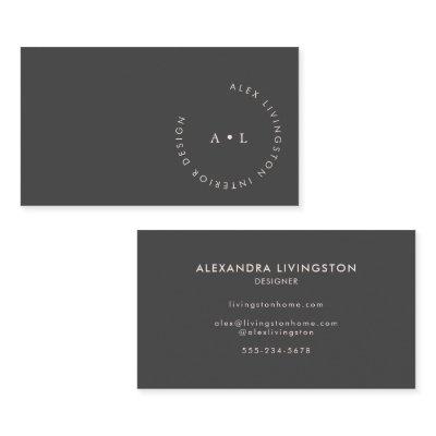 Minimalistic Modern Soft Black Circle Monogram