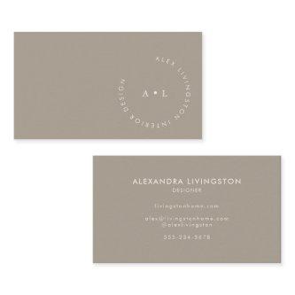 Minimalistic Modern Taupe Brown Circle Monogram