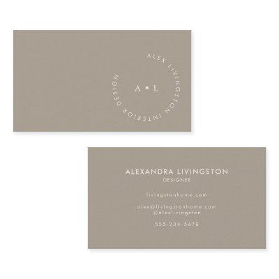 Minimalistic Modern Taupe Brown Circle Monogram