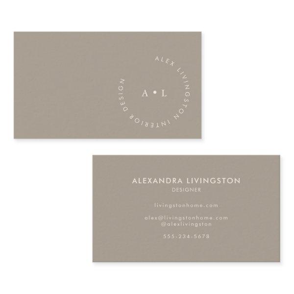 Minimalistic Modern Taupe Brown Circle Monogram