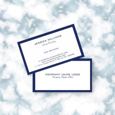 Minimalistic Navy-Blue Border On White