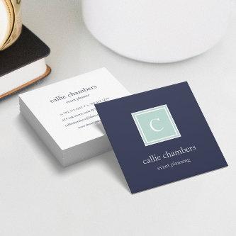 Mint and Navy Monogram Square