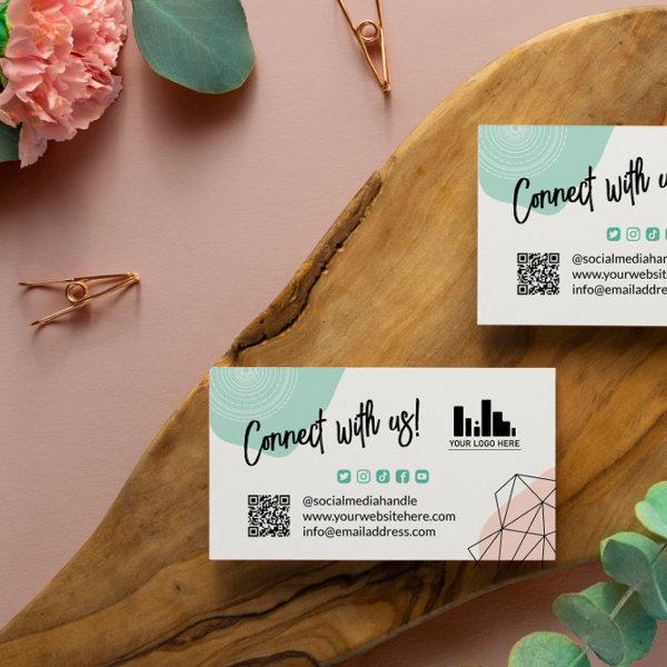 Mint Blush Connect With Us Social Media QR Code