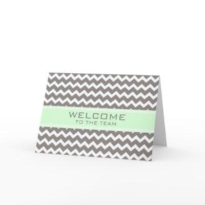 Mint Gray Chevron Employee Welcome to the Team Card