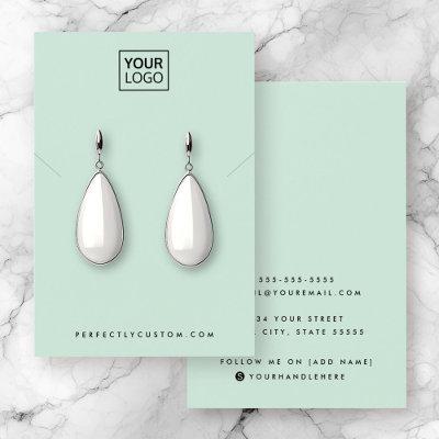 Mint green add logo necklace earring display card