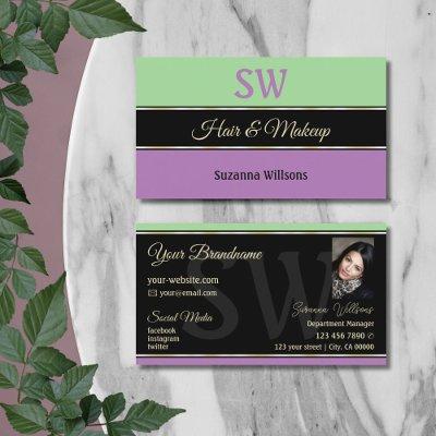 Mint Green Black Lavender with Monogram and Photo