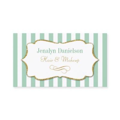 Mint Green Gold Elegant Stripe  Sage