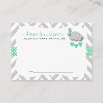 Mint Green & Gray Elephant Baby Shower SM - Advice Appointment Card
