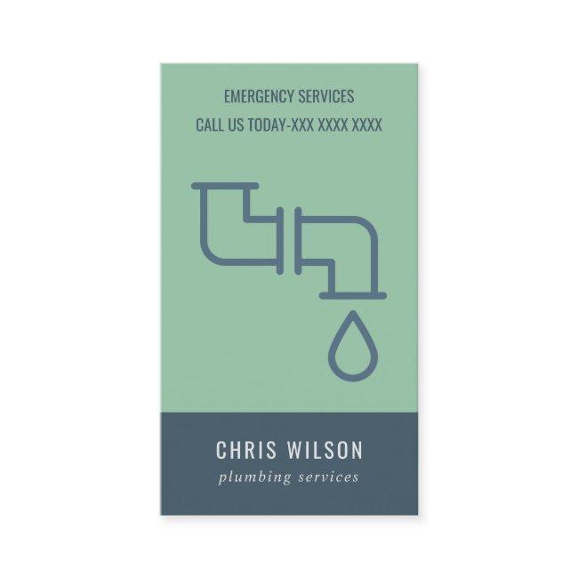 MINT GREEN NAVY PLUMBER SERVICE PIPES PLUMBING