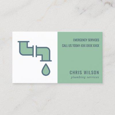 MINT GREEN NAVY PLUMBER SERVICE PIPES PLUMBING