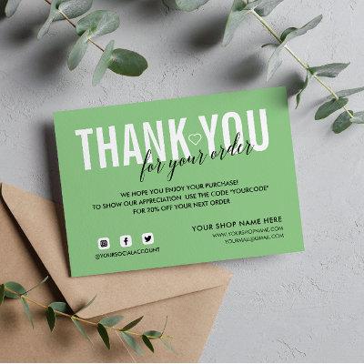 MINT GREEN THANK YOU FOR YOUR ORDER SOCIAL ENCLOSURE CARD