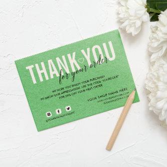 MINT GREEN THANK YOU FOR YOUR ORDER SOCIAL QR CODE ENCLOSURE CARD
