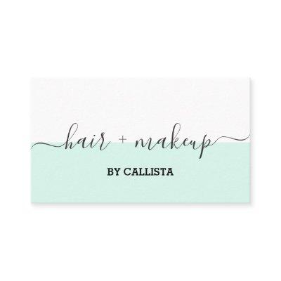 Mint Green White Script Hair Makeup