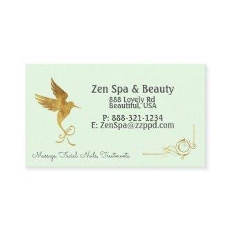 Mint Green With Gold Leaf Hummingbird