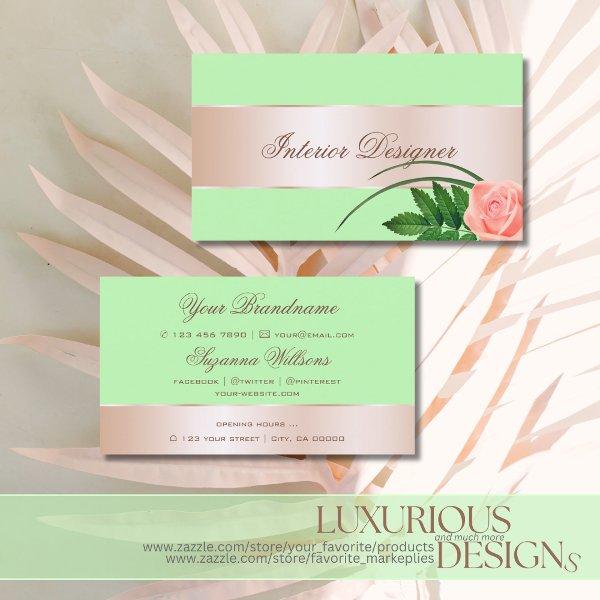 Mint Green with Rose Gold Decor Cute Flower Floral