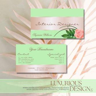 Mint Green with Rose Gold Decor Gorgeous Flower