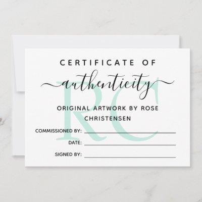 Mint Monogram Larger Certificate of Authenticity