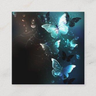 Mint Night Butterflies Calling Card